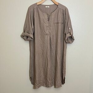 AND Tan Casual Rayon Plus Size Dress